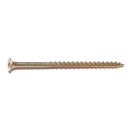 Midwest Fastener Wood Screw, #8, 3 in, Zinc Yellow Steel Flat Head Square Drive, 15 PK 30728